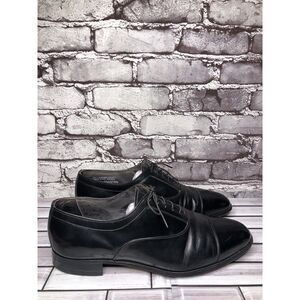 Hanover Black Leather Cap Toe Lace Up Dress Oxfords Shoes Men’s Sz 10.5B US/44EU